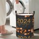 thumbnail image 5 of Balery HAPPY NEW YEAR 2024 Cesta de ropa redonda con asas, impermeable, independiente, para ropa, juguetes, dormitorio y familia-Medium, 5 of 6