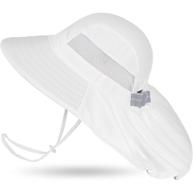 Kids Sun Hat UV Protection Unicorn Summer Beach Play Hats Wide Brim Neck Flap for Girls Boys