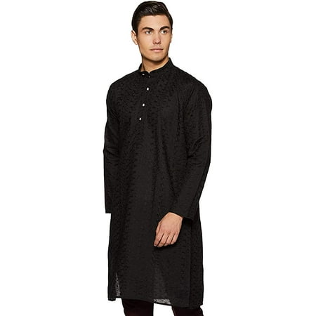 

Royal Kurta Men s Cotton A-Line Kurta (CHIKAN-KURTA_Black_44)