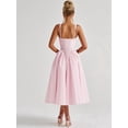thumbnail image 4 of Women'S Summer Gingham Long Dress Corset Square Neck Lace Up Backless Casual Sundress Pink L, 4 of 9