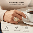thumbnail image 4 of Jessica Simpson Women’s Gold Ring Watch – Adjustable Stretch Band, Crystal Bezel, Quartz Analog Mini Finger Watch, 4 of 7