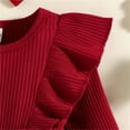 thumbnail image 6 of Generic 2025 New Children's Christmas Outfits Girl's Suit Long Sleeve Round Neck Ruffle Bow Red Plaid 2pc Dress Easy Nappy Change with Headband12-18 MonthsRed, 6 of 9