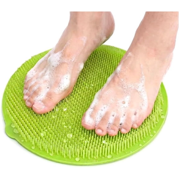 Wuqi Shower Foot Scrubber Mat with Non , Shower Mat with Strong Suction Cups and Scrub Bristles, Soft Bath Scrubber for Foot & Back to Improve Circulation & Soothes Tired Without Bending