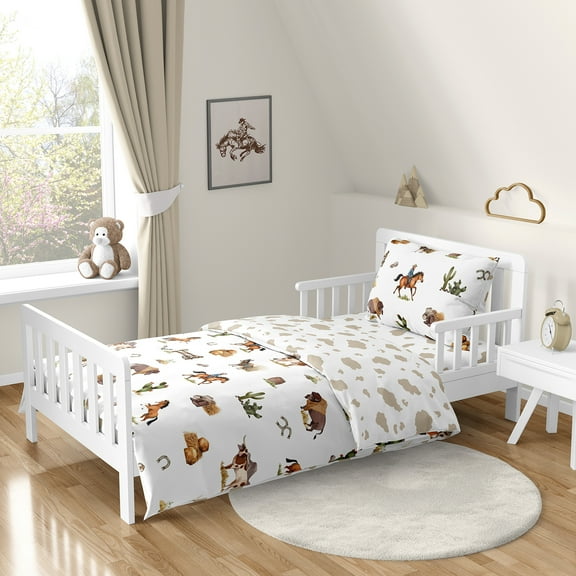 Sweet Jojo Designs Country Western Taupe Brown and Cream Toddler Bed Comforter 5 Piece Bedding Set