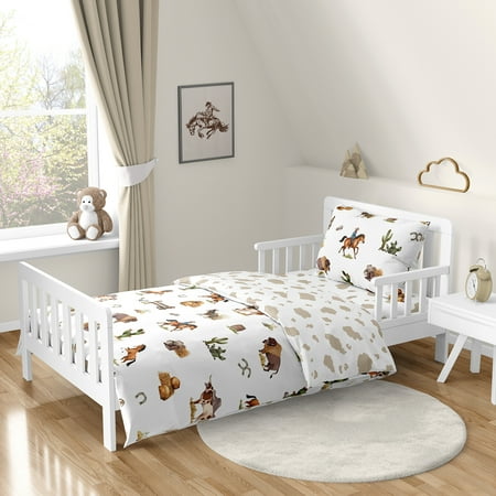 Sweet Jojo Designs Country Western Taupe Brown and Cream Toddler Bed Comforter 5 Piece Bedding Set