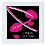 3dRose Breast Cancer Awareness Footprints III - Quilt Square, 10 by 10-inch