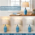 thumbnail image 5 of 28" Modern Table Lamp, Hand-Glazed Blue Ceramic Bedside Lamp with Bulb, Nightstand Light for Living Room Bedroom Office, 5 of 12
