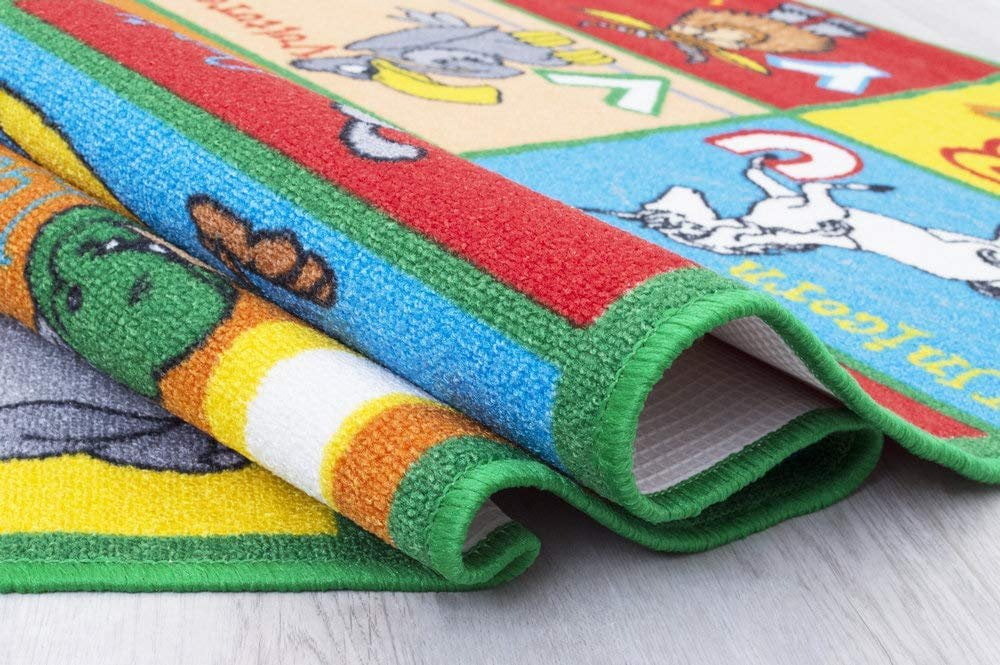 HR-Kids Rugs for Playroom Bedroom 3x5 Boys Girls Childrens Room Dcor Fun ABC Alphabet Animals Interactive Gift for HR-Kids Boys Girls Educational Learning Mat Carpet for Nursery School Playroom