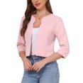 thumbnail image 4 of INSPIRE CHIC Blazers for Women's Open Front 3/4 Sleeve Crew Neck Work Office Suit Jackets Blazer XS Pink, 4 of 6