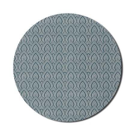 Vintage Mouse Pad for Computers  Curved Repeating Lines Scale Pattern Weathered Retro Geometry Elements  Round Non-Slip Thick Rubber Modern Gaming Mousepad  8  Round  Dark Teal Eggshell  by Ambesonne
