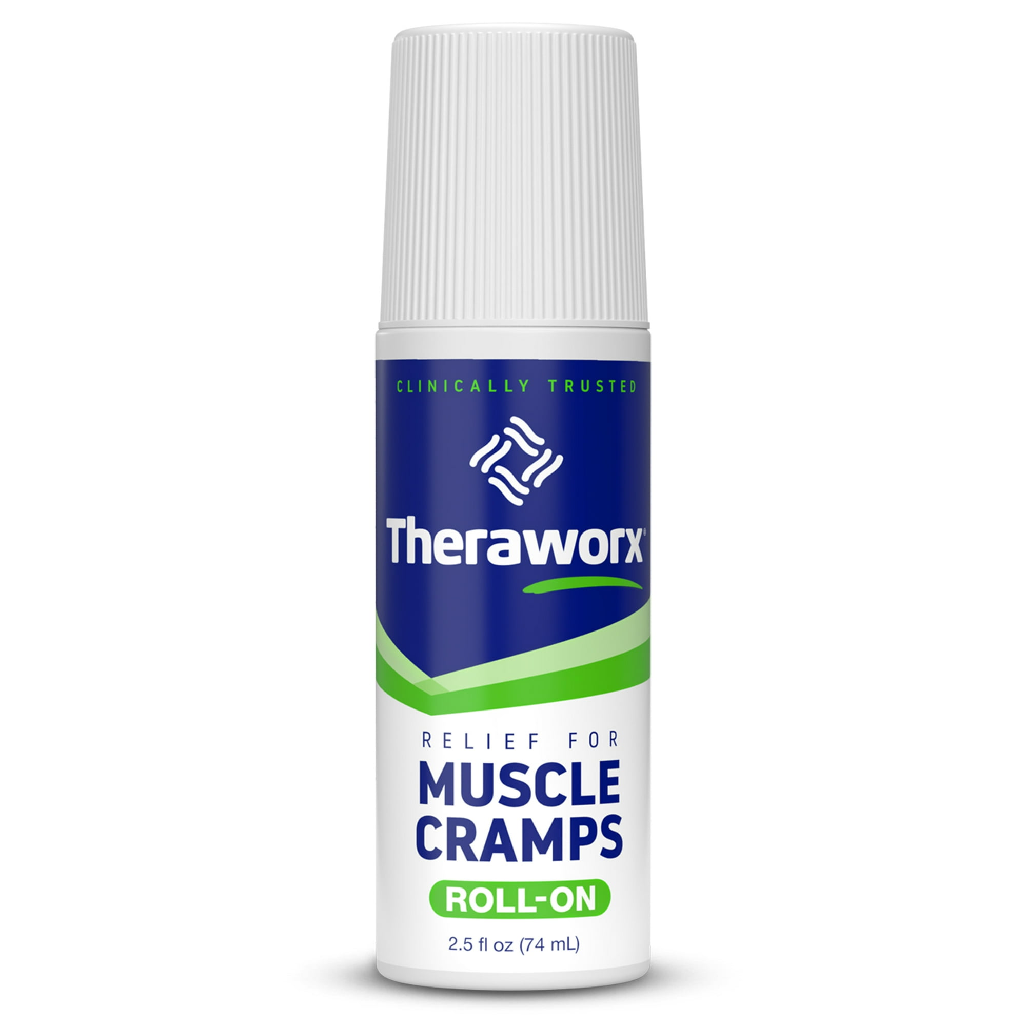 Theraworx® Muscle Cramps Relief Roll-On Made with Magnesium Sulfate, Fast-Acting Muscle & Leg Cramp Support Paraben-free 2.5 fl oz