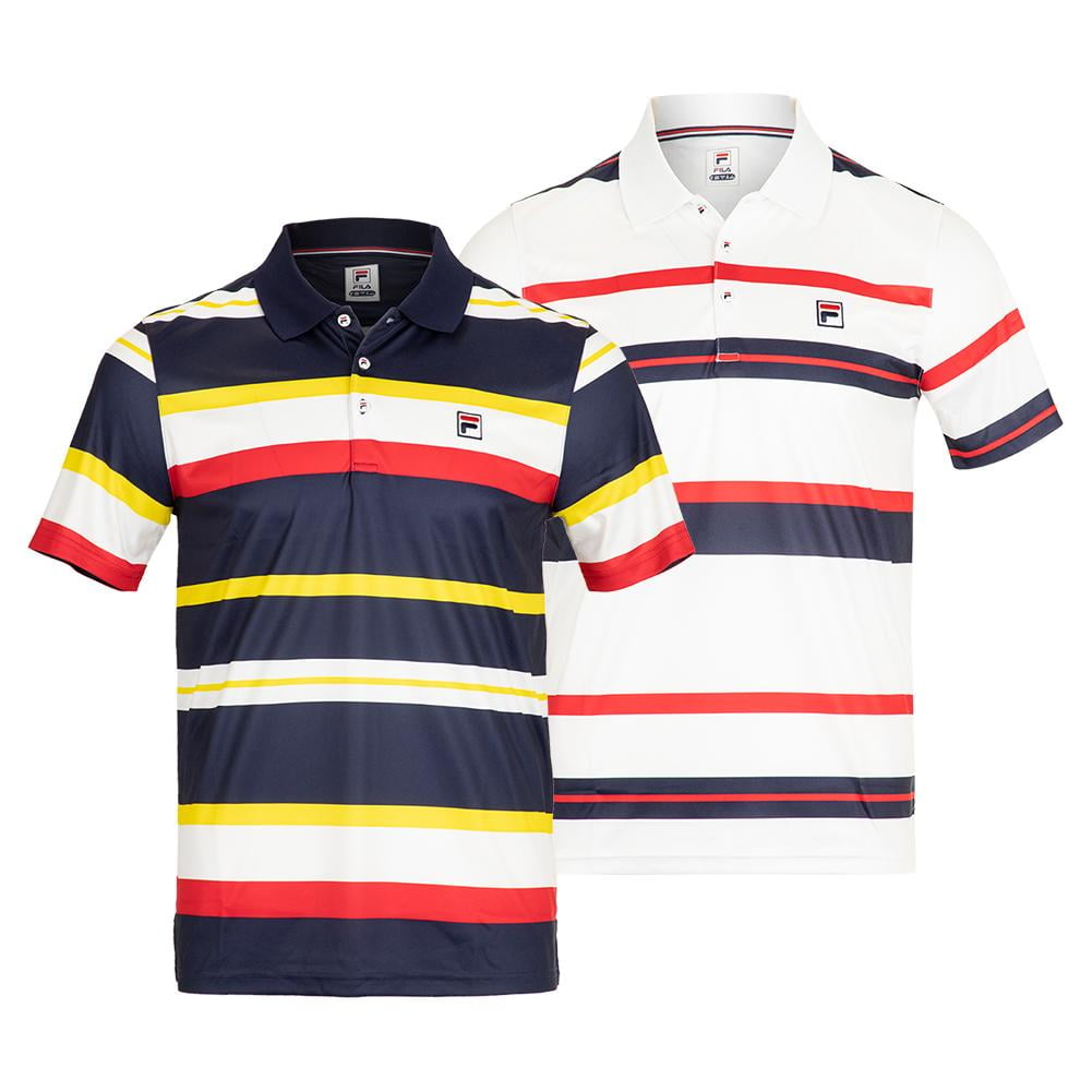 Men`s Heritage Striped Tennis Polo White/Navy ) -