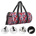 thumbnail image 3 of Zufioo Palm Tree Pattern on Red Print Round Sports Travel Duffel Bag, Airplane Weekender Bag, Waterproof Gym Backpack, Unisex, 3 of 6