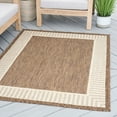 thumbnail image 6 of Bliss Rugs Indoor Outdoor Striped Border Round Rug for Living Room, Porch, Deck | Brown, 5'3''Round, 6 of 6