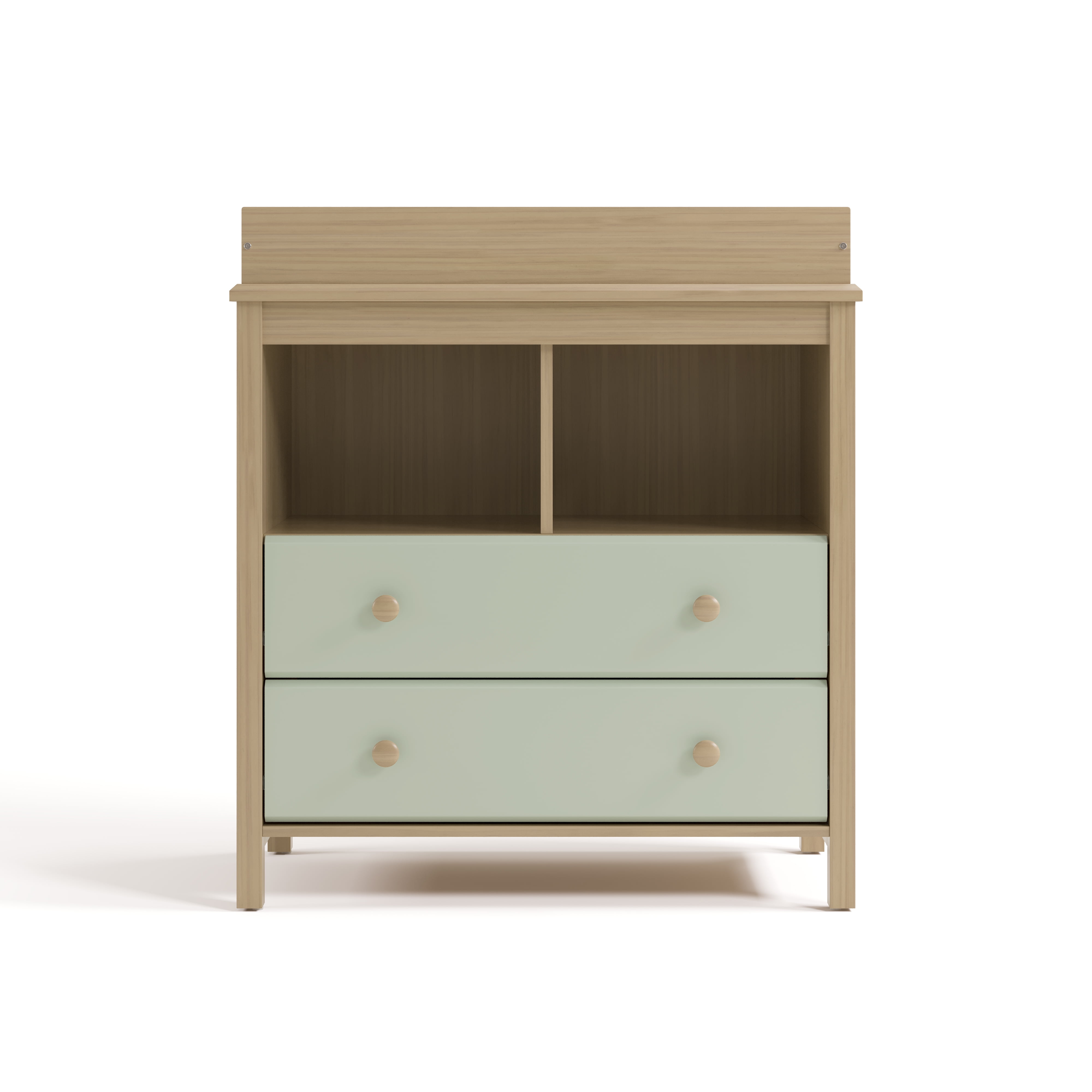 Storkcraft Alpine 2-Drawer Infant Changing Table Dresser, Driftwood with Sage