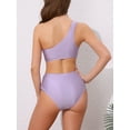 thumbnail image 3 of DARING DIVA Women's 2 Piece One Shoulder Elegant Bikini Sets L Light Purple, 3 of 6