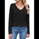 thumbnail image 3 of Camisetas de Larga para Mujer, Cuello en V, Suaves, Básicas, Holgadas, Informales, Moda de Otoño. Negro XXL, 3 of 10