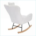 thumbnail image 3 of Rocking Chair for Nursery Living Room, White Teddy Upholstered Ergonomic Rocker | Teddy Plush | Teddy Thick Cushion, 3 of 7