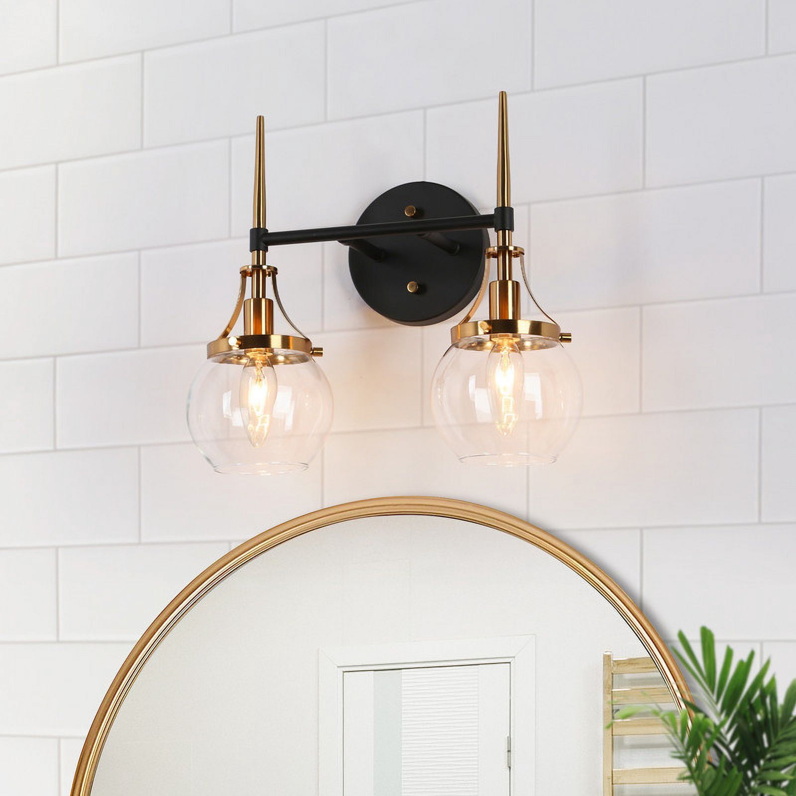 LNC Capensis 7.1-in 2-Light Matte Black LED Modern/Contemporary Vanity Light