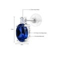 thumbnail image 5 of Gem Stone King 14k White Gold Blue Created Sapphire Earrings for Women (3.3Cttw, GemstoneSeptember Birthstone, Oval 8X6MM, Round 2.5MM), 5 of 5