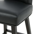 thumbnail image 4 of CHITA 26 in Upholstered Swivel Counter Bar Stools with Back&Wood Legs Set of 2, Faux Leather in Black, 4 of 11