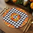 thumbnail image 5 of Fall Round Placemats Set of 4 Harvest Orange Pumpkin Place Mats Thanksgiving Woven Placemat Autumn Maple Leaf Plaid Circle Braided Table Mat for Kitchen Dining Table Autumn Party Home Decor 15 Inch, 5 of 9