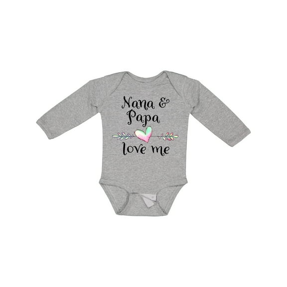 Inktastic Nana and Papa Love Me Heart Grandchild Boys or Girls Long Sleeve Baby Bodysuit