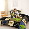 thumbnail image 4 of Homewish Dino Patchwork Grid Queen Comforter Set,Retro Animal Comforter Sets Queen,Beige,Black Reversible,3pcs,1 Comforter and 2 Pillowcases, 4 of 7
