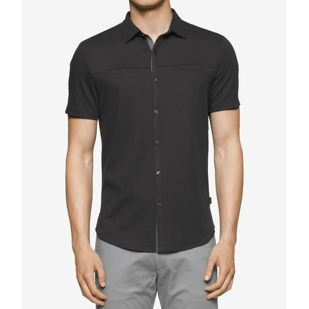 Calvin Klein NEW Black Mens Size Large L TwoPocket Button Down Shirt