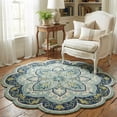 thumbnail image 3 of Ox Bay Eloise 6' Round Teal Floral Medallion Indoor Area Rug, 3 of 8