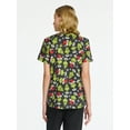 thumbnail image 5 of Dr. Seuss Grinch Women's Print V Neck Scrub Top, Sizes S-3XL, 5 of 5