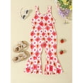 thumbnail image 6 of Aojekbee Toddler Girl Bell Bottom Jumpsuit Flower Print Neck Sleeveless Flare Pants Romper Baby Overalls for Summer, 6 of 10