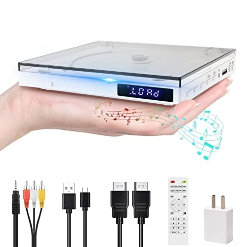 Reproductor de DVD Mini con Altavoces HiFi Incorporados, Reproductor de DVD sin Región para TV, Salida HDMI y AV, Reproductor de CD/DVD Súper Pequeño con Entrada USB, Sistema NTSC/PAL, Cables HDMI&AV,