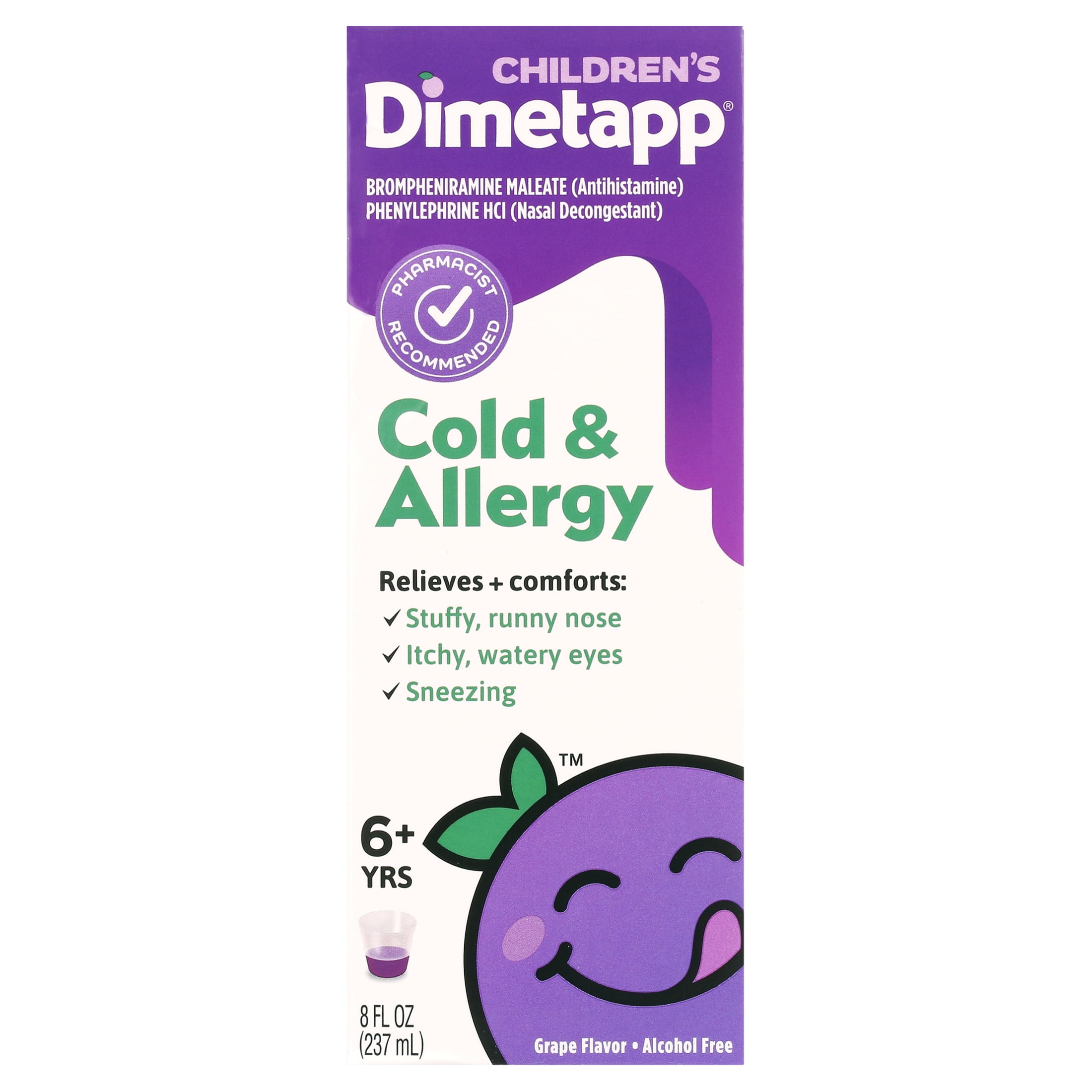 Dimetapp Children's Cold & Allergy Grape 8 oz (Pack of 2)