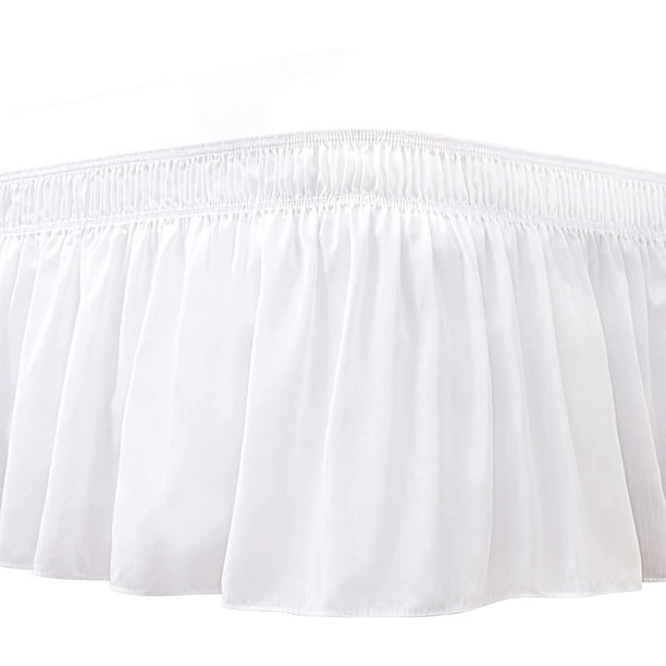 Wrap Around Ruffled Bed Skirt with Adjustable Elastic Belt Drop Easy