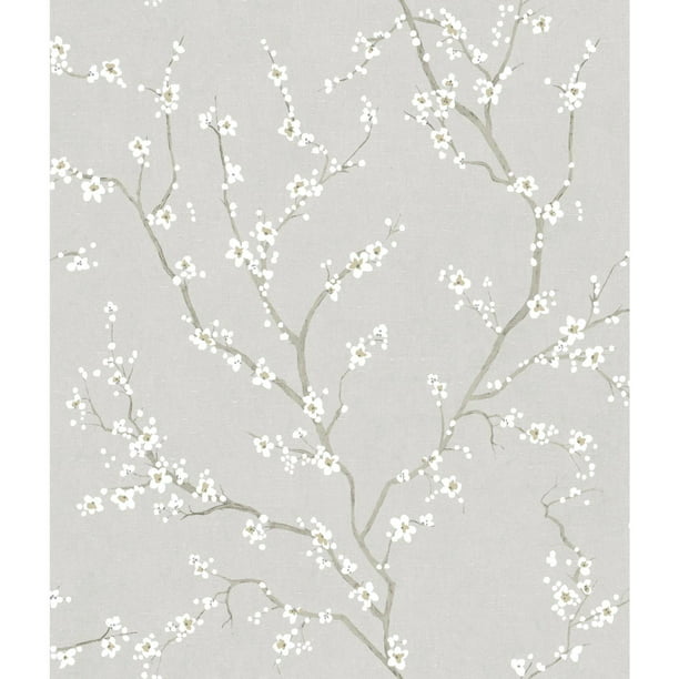 Roommates Grey Cherry Blossom Floral Peel And Stick Wallpaper Walmart Com Walmart Com