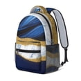 thumbnail image 2 of Blue Gold Marble Backpack for School,Cute School Bag,Schoolbag with Adjustable Shoulder Straps & Padded Back,15.3"x11"x6.7", 2 of 6