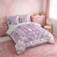 thumbnail image 3 of Erosebridal Hippie Mandala Bedding Comforter Set, Bohemian Floral Queen Bedding Sets, Purple, Gray Reversible 7pcs, 3 of 6