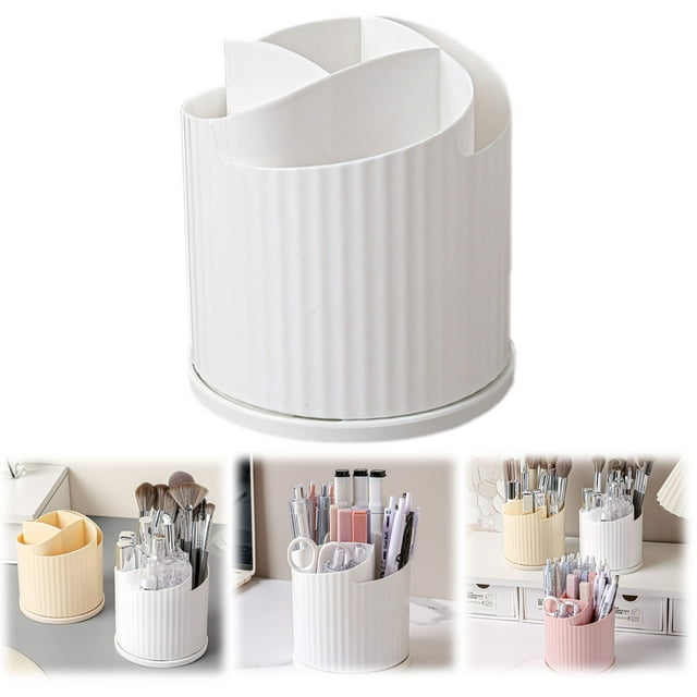 Preplabs Organiseur de Stylo Rotatif 360 pour Bureau, Support de Papeterie à 4 Emplacements avec Base Compacte