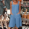 thumbnail image 2 of Riforla Women Loose Casual Jumpsuits Cotton Linen Wide Leg Jumpsuits Bib Pants Baggy Rompers Overalls with Pockets Casual Jumpsuits for Women Blue S, 2 of 5