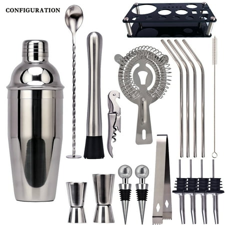 

Cocktail Shaker Set With Acrylic Stand 20-Piece Set Gifts For Men Dad Grandpa Stainless Steel Bartender Kit Bar Tools Set Home Bars Parties Traveling