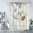 thumbnail image 3 of Merry Christmas Shower Curtain Yellow Silver Xmas Balls Snowflake Winter Snow Happy New Year Festival Decor Fabric Bathroom Curtain with Hook, 3 of 4