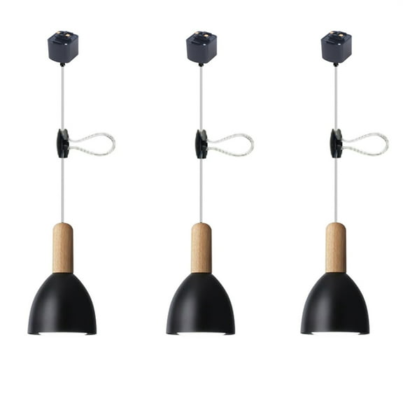 JLOWCO Adjustable H Track Pendant Lighting 3 Pack Living Room Modern Pendant Led Lighting Fixtures Ceiling Pendant Lights Kitchen Island Black (LED Bulb Include)