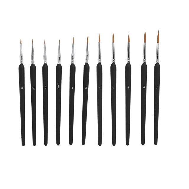 11 Pcs Fine Detail Brush Set, Soft Textured Fine Tip Multipurpose Brushes, Miniature Model Brushes for Art Painting
