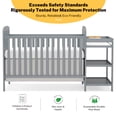 thumbnail image 4 of Conchico 3-In-1 Convertible Crib and Detachable Changer, New Zealand Pinewood Baby Crib, Toddler Daybed Bed with 3 Heights, Non-Toxic Finish, Easy to Assemble, Stone Gray, 4 of 9