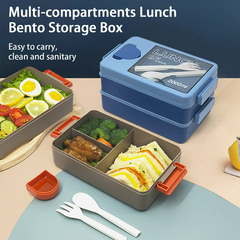 Air Tight Plastic 2 Compartment Insulated Lunch Box for unisex