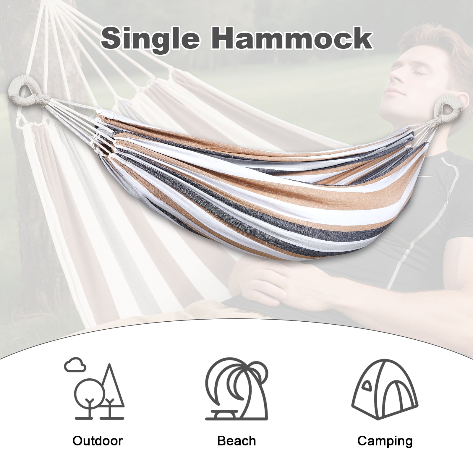 Double Hammock Comfortable for Hanging Sturdy 440lbs Capacity Hammock for Camping Outside Garden Outdoor Indoor Patio Backyard, Rainbow