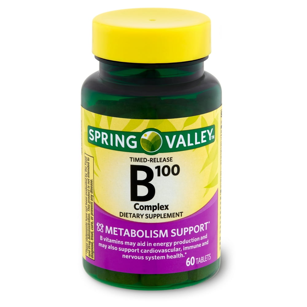 Spring Valley TimedRelease B100 Complex Dietary Supplement, 60 count