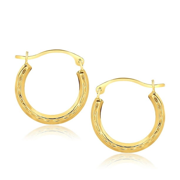 10k Yellow Gold Fancy Hoop Earrings - Walmart.com