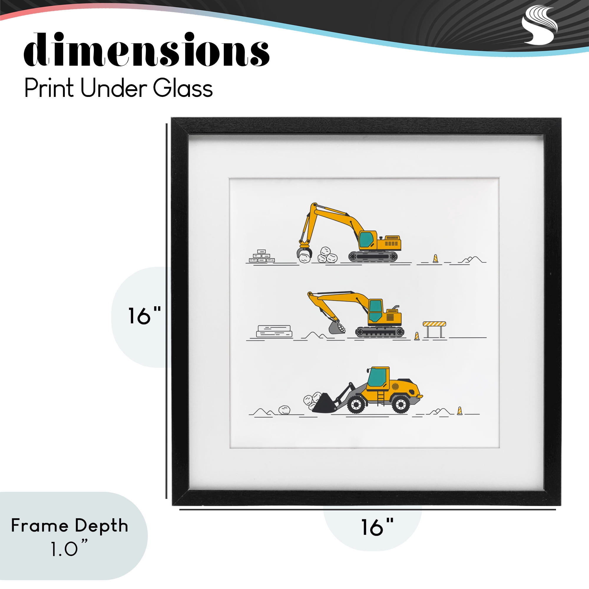 Stupell Industries Construction Digs Machine Black Framed Print Under Glass, design by Creative Studio